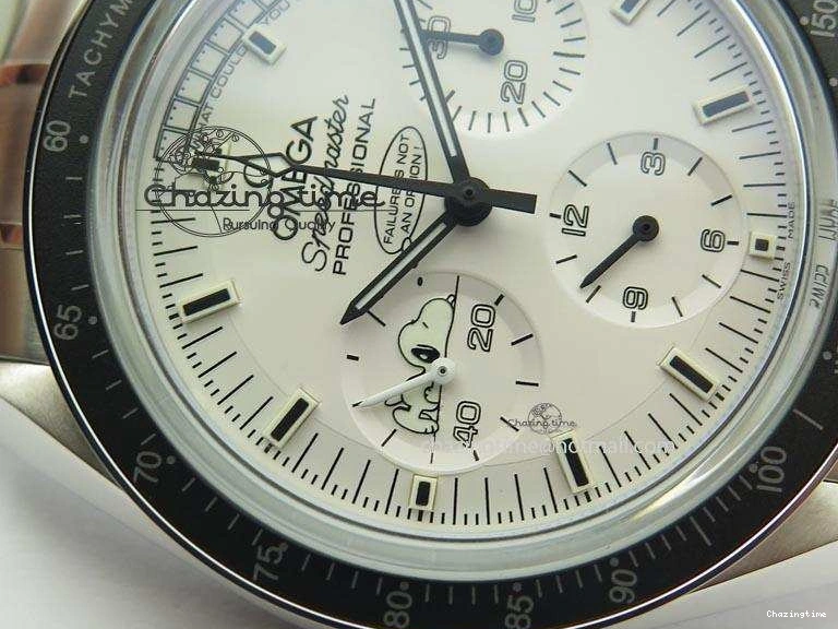 1223 Efficient Speedmaster JHF SS Snoopy Award 45th Anniversary White dial On SS Bracelet 8239